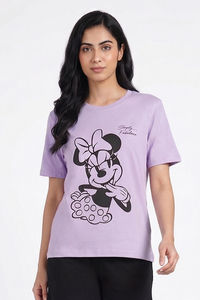 Zivame Minnie Mouse Knit Cotton Loungewear Top - Pastel Lilac — thumbnail 2